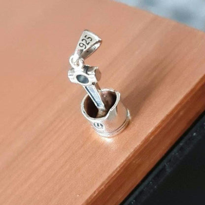 Handmade Sterling Silver Piston Rod Pendant - Gothic Biker Charm