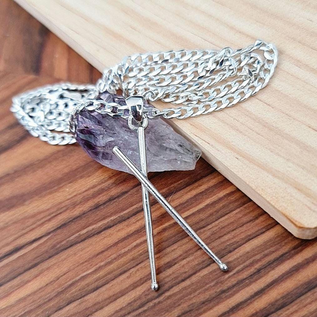 Handmade Sterling Silver Drumsticks Pendant: Rockstar Music Lover Gift
