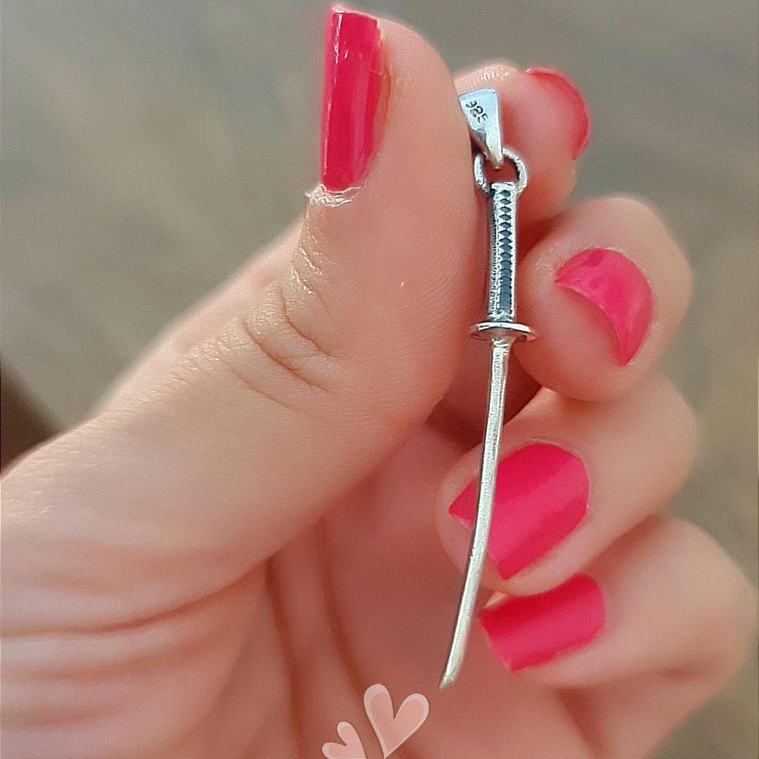 Handmade Sterling Silver Katana Pendant: Japanese Samurai Sword Necklace