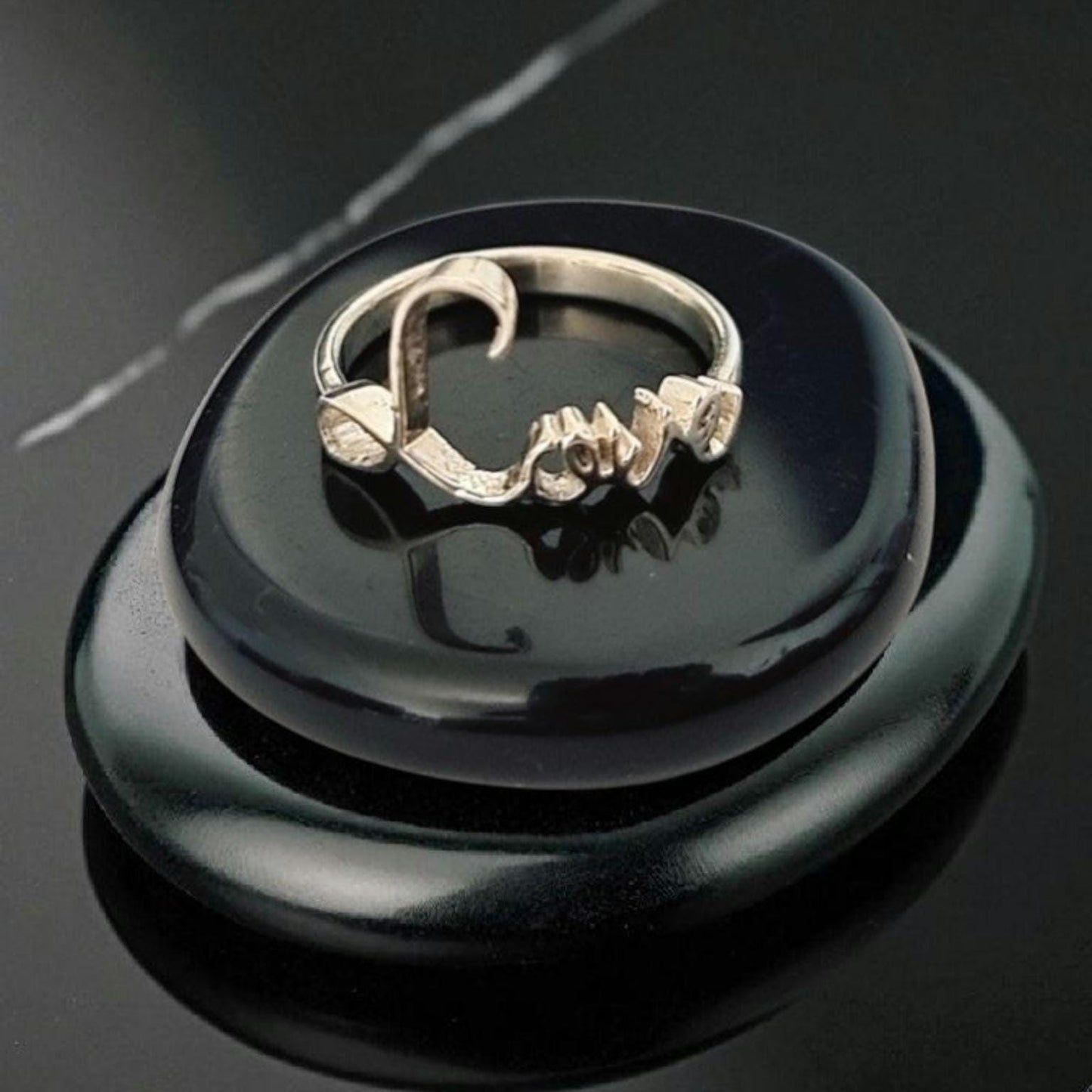 Dainty Sterling Silver Love Ring: Minimalist Promise Jewelry