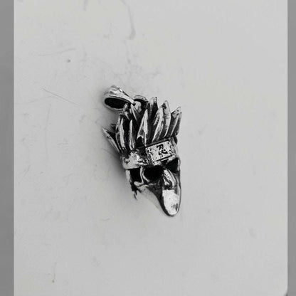 Japanese Masked Ninja Skull Pendant: 925 Sterling Silver Gothic Necklace