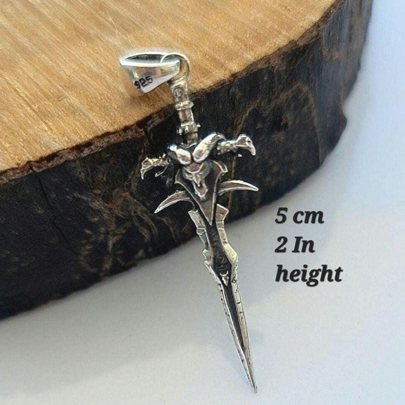 Frostmourne Sword Pendant , Wow, World of Warcraft  , Lich King,  Handmade 925 Sterling Silver