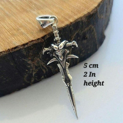 Frostmourne Sword Pendant , Wow, World of Warcraft  , Lich King,  Handmade 925 Sterling Silver