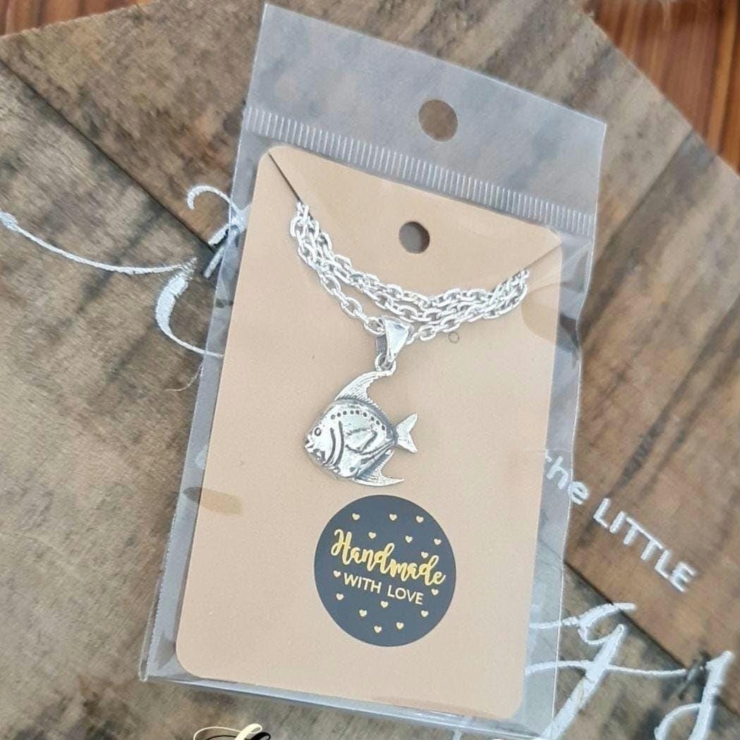 Exotic Fish Pendant - Handmade 925 Sterling Silver Sea Animal Necklace - Minimalist
