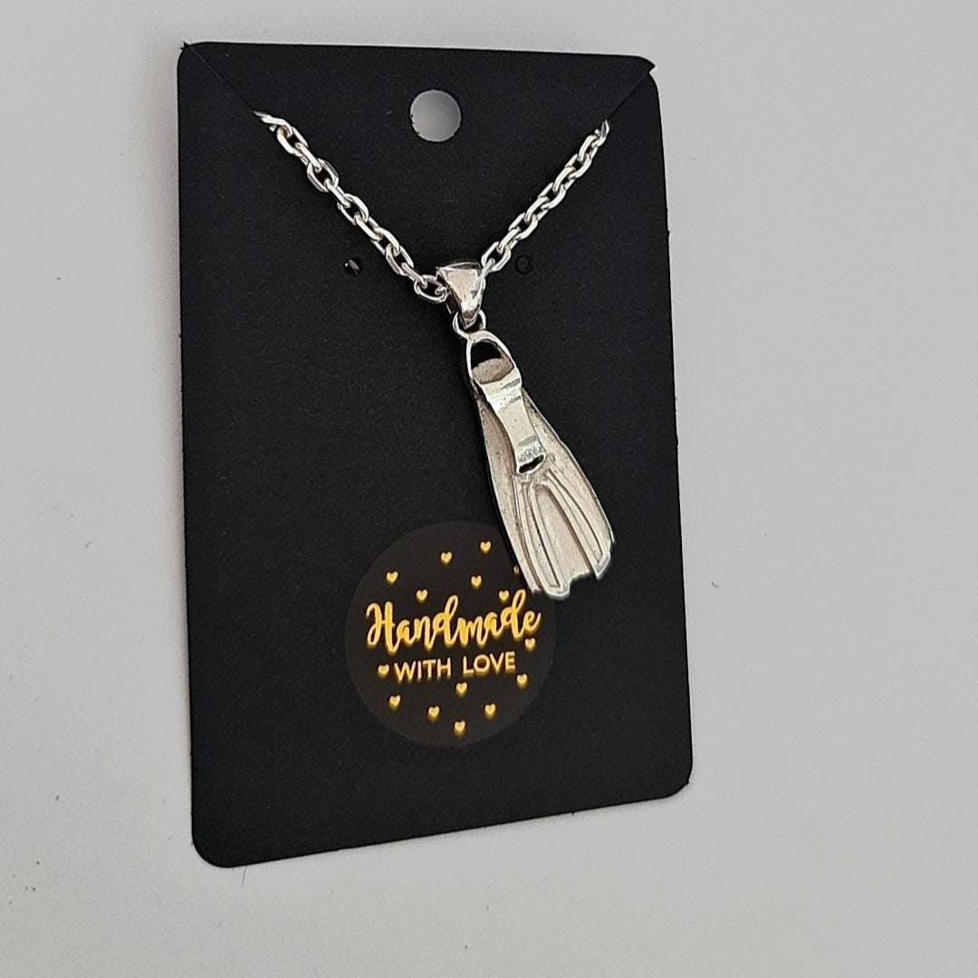 Diver Fin Pendant • Scuba Diving Jewelry • Nautical Ocean Lover Gift • Unisex • Sterling Silver