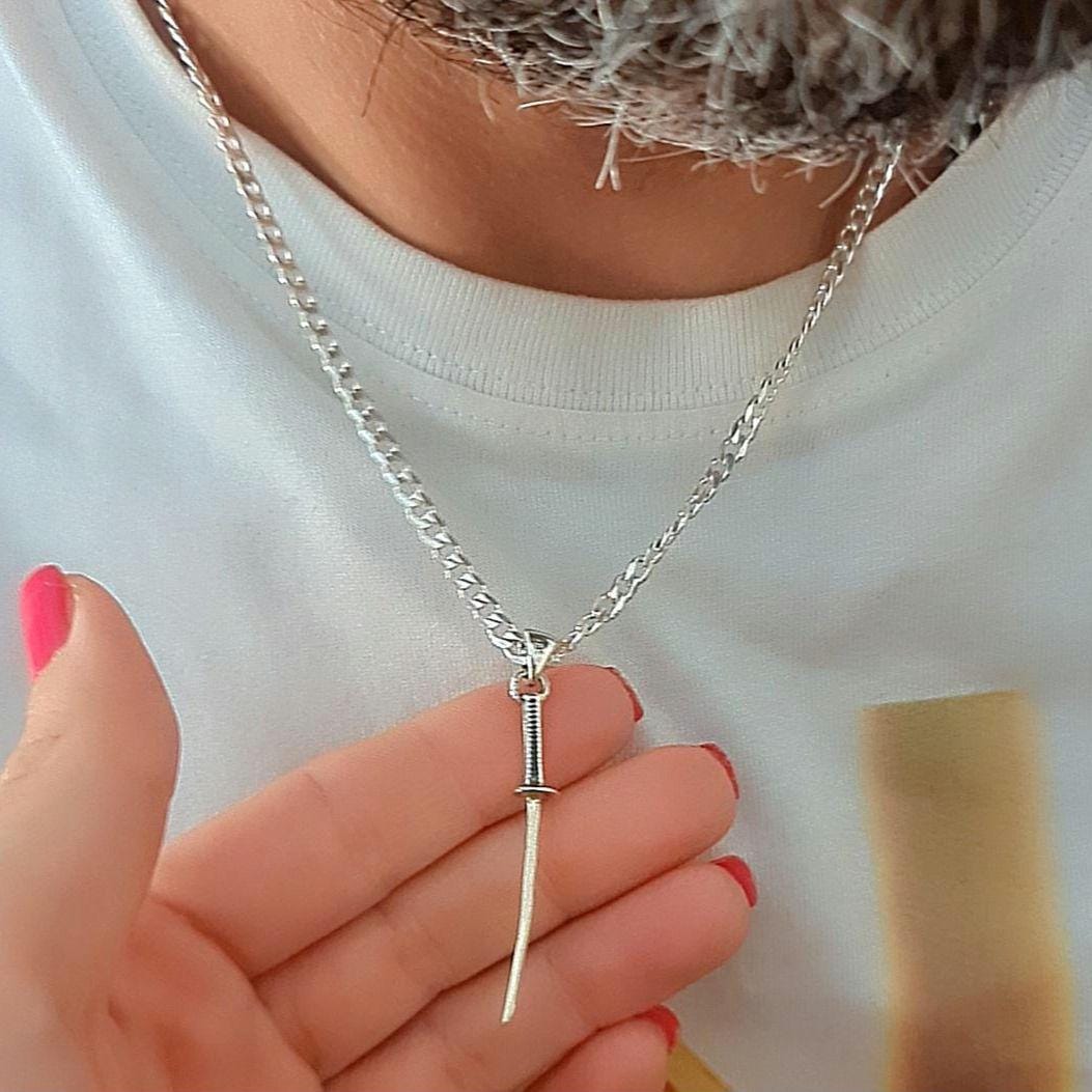 Handmade Sterling Silver Katana Pendant: Japanese Samurai Sword Necklace
