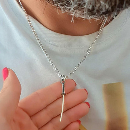 Handmade Sterling Silver Katana Pendant: Japanese Samurai Sword Necklace