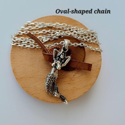 Sterling Silver Mermaid Pendant Necklace: Gothic Sea Lover Gift