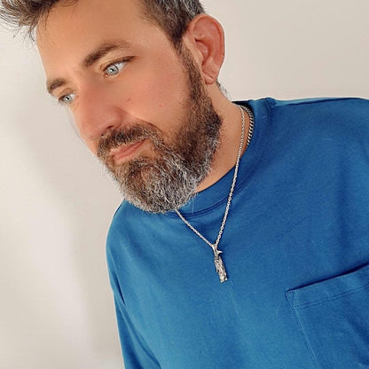 Handmade 925 Silver Santa Muerte Scythe Necklace: Gothic Grim Reaper Pendant