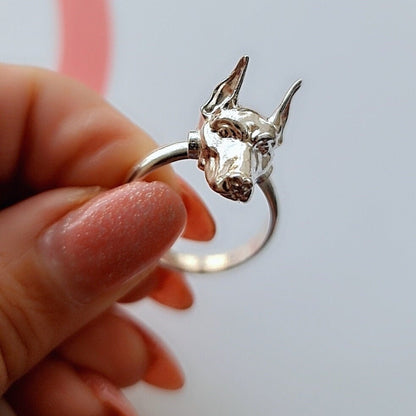 Handmade 925 Silver Doberman Pinscher Ring: Pet Lover Jewelry