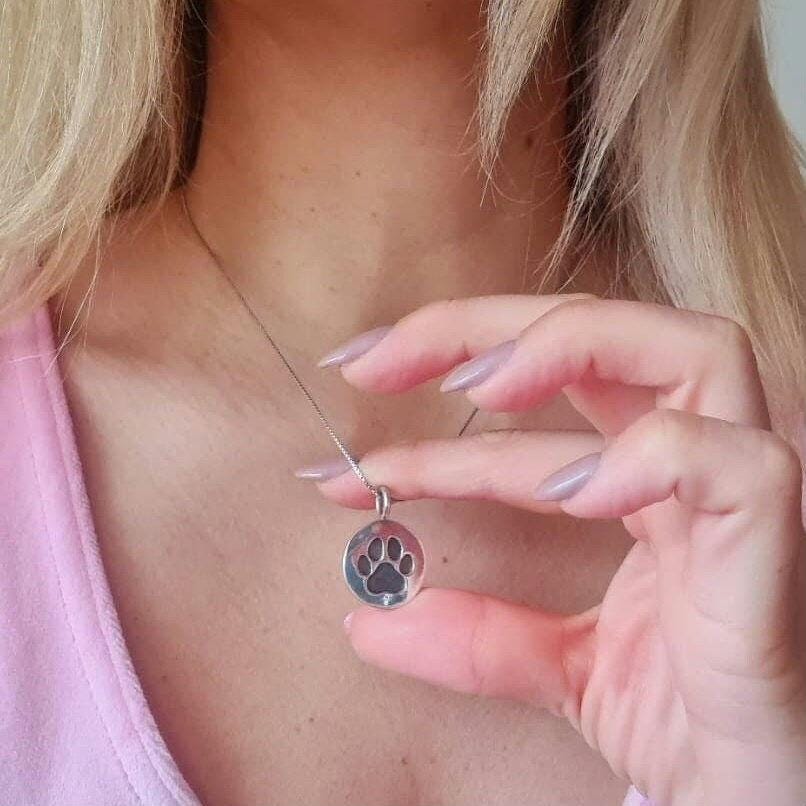 Handmade Sterling Silver Dog Paw Print Pendant - Minimalist Necklace