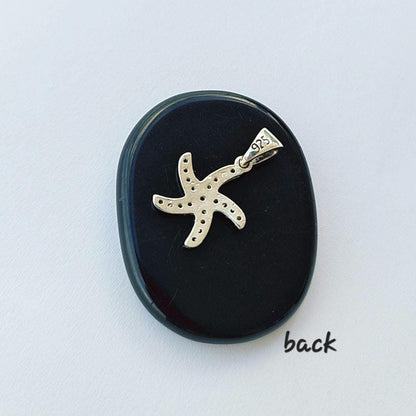 Sterling Silver Starfish Pendant – Dainty Sea Star Charm with Sparkling Stones, Ocean Inspired Jewelry