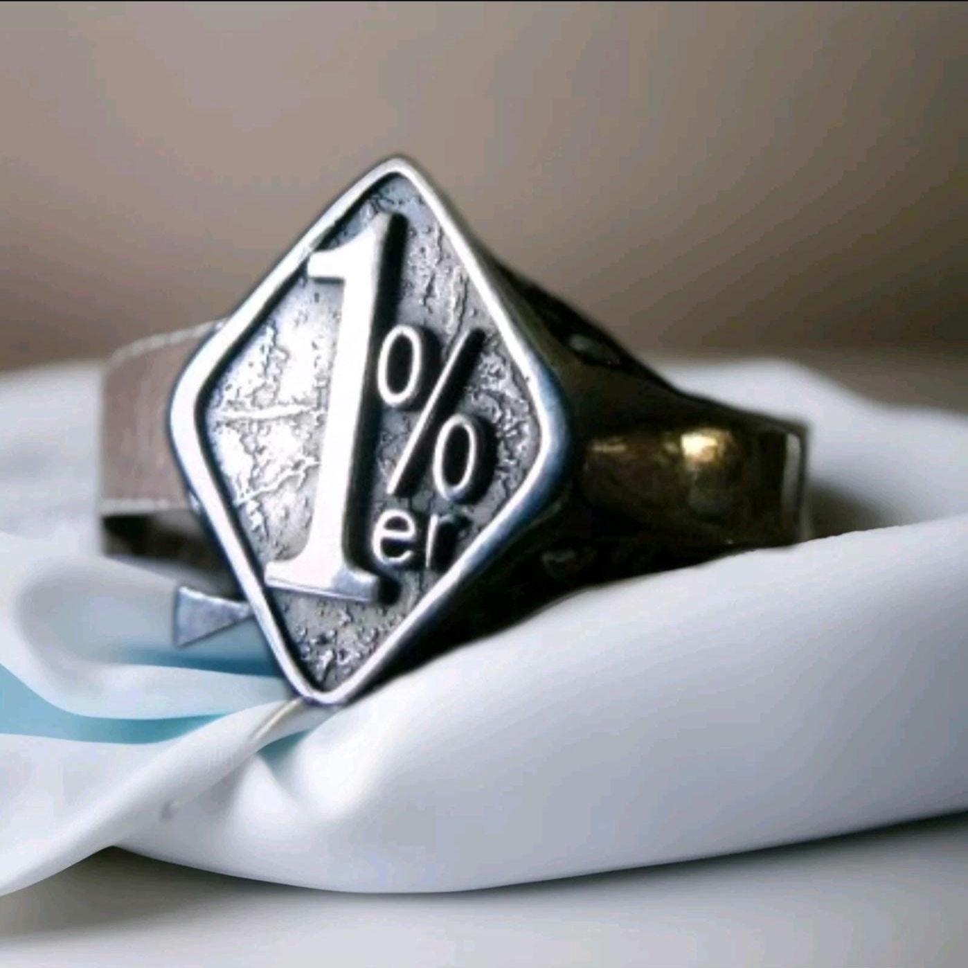 Motorbike Ring in Sterling Silver 1%er - Uniquely Designed Biker Jewelry - Bold & Daring Gift for Outlaws -