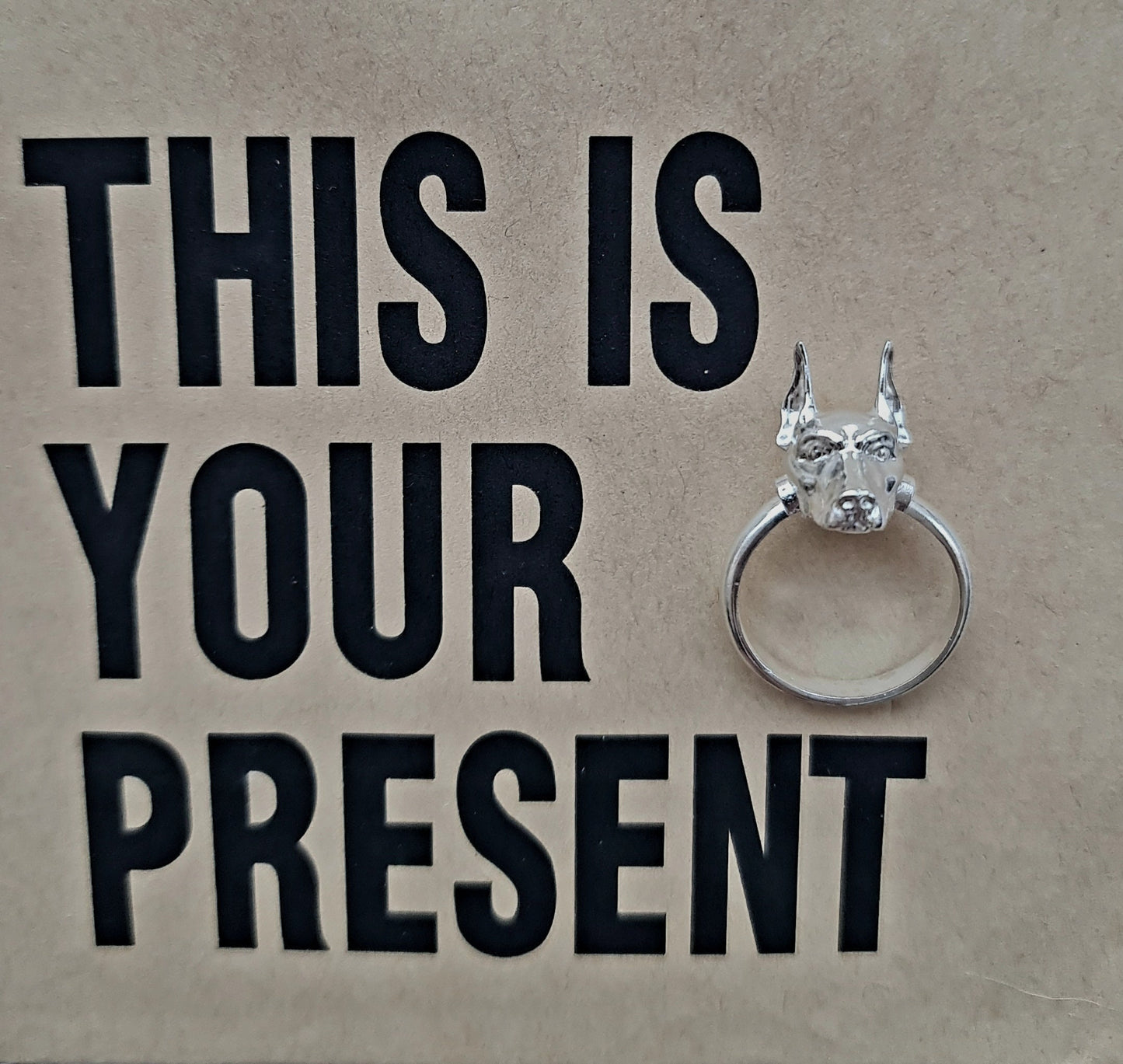 Handmade 925 Silver Doberman Pinscher Ring: Pet Lover Jewelry