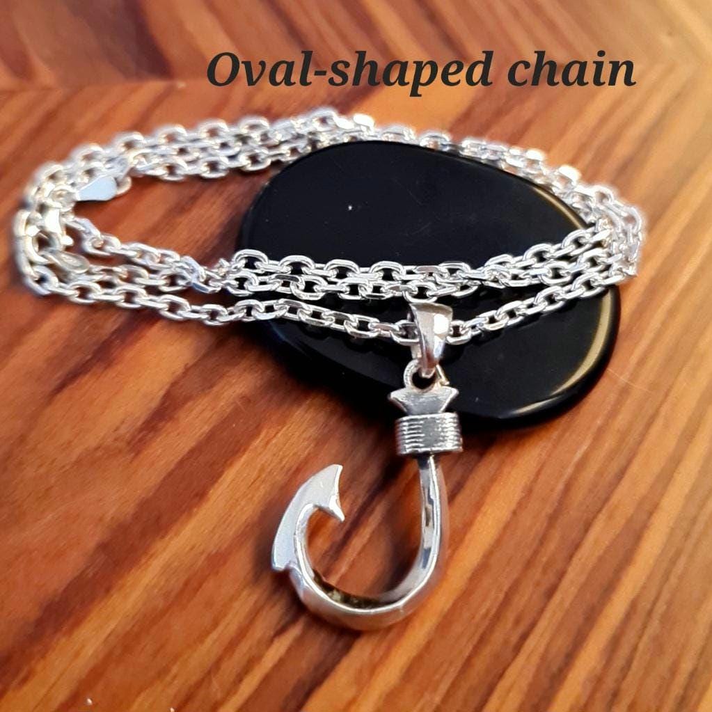 Sterling Silver Hawaiian Fish Hook Pendant: Makau Necklace Charm