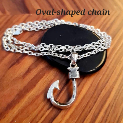 Sterling Silver Hawaiian Fish Hook Pendant: Makau Necklace Charm