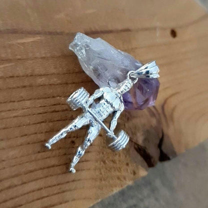 Handmade Sterling Silver Bodybuilder Pendant: Gym Gift