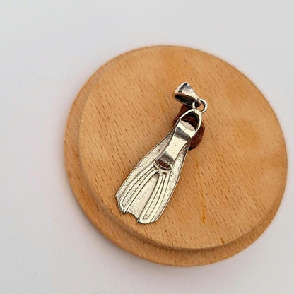 Diver Fin Pendant • Scuba Diving Jewelry • Nautical Ocean Lover Gift • Unisex • Sterling Silver