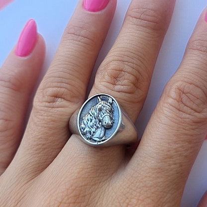 Handmade Sterling Silver Horse Ring: Western Equestrian Jewelry