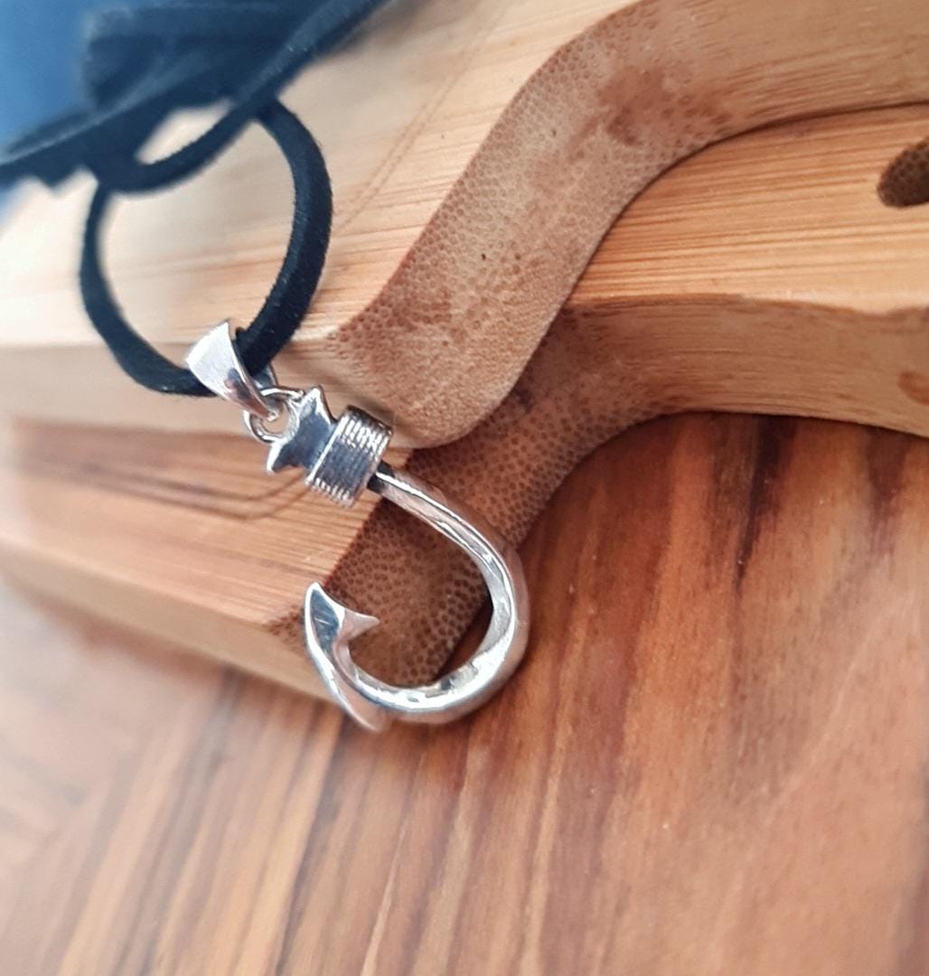 Sterling Silver Hawaiian Fish Hook Pendant: Makau Necklace Charm