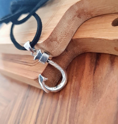 Sterling Silver Hawaiian Fish Hook Pendant: Makau Necklace Charm