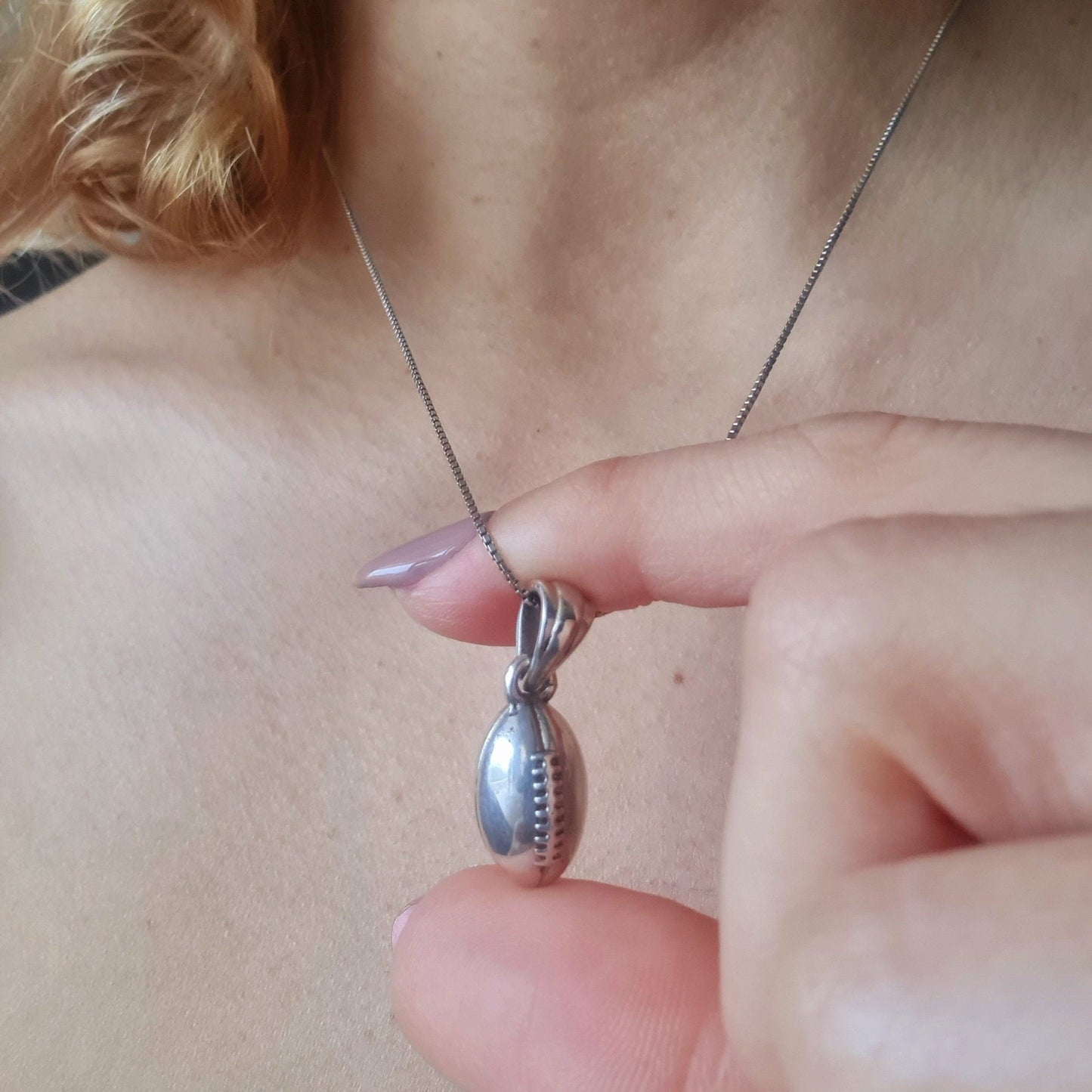 Handmade Sterling Silver Rugby Ball Pendant: Sports Gift