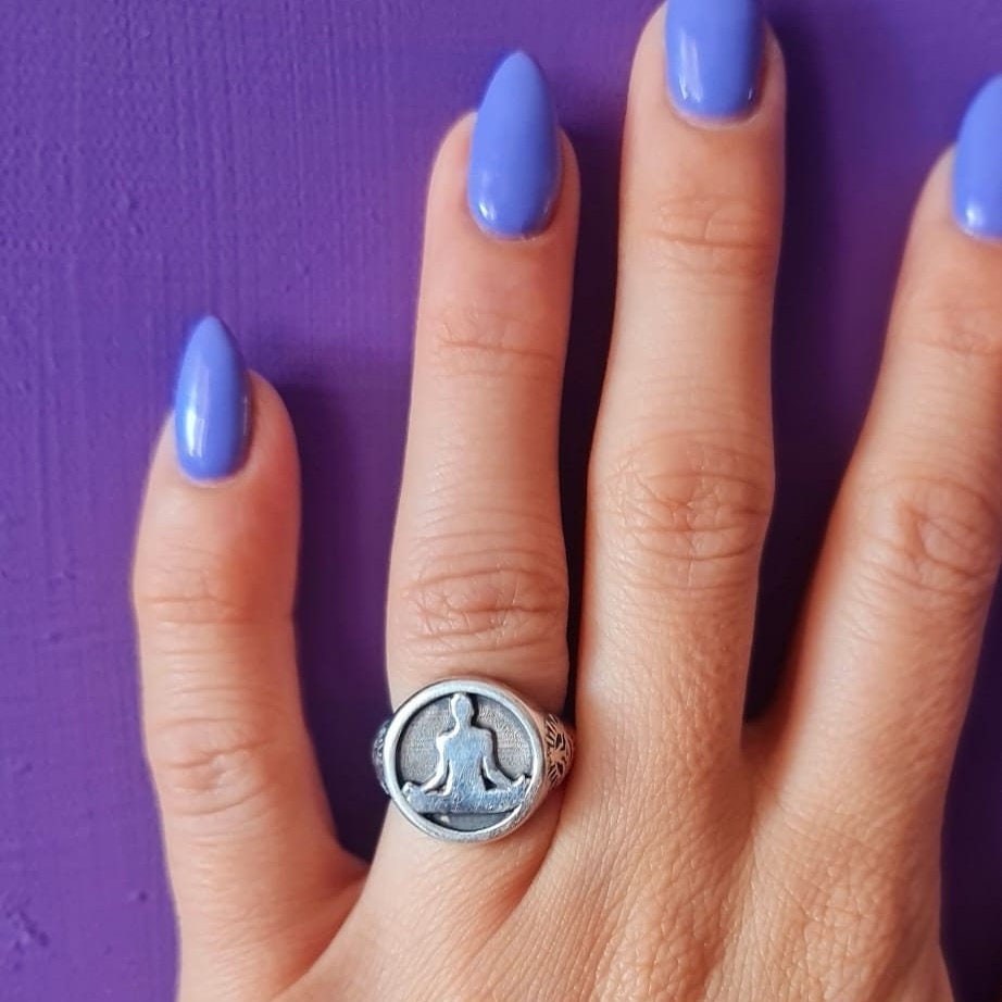 Meditation  Namaste Ring - Sterling Silver, Handmade with 9 Grams - Yoga jewelry  meditation vibe
