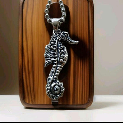 Handmade Sterling Silver Sea Horse Pendant: Oceanic Statement Piece