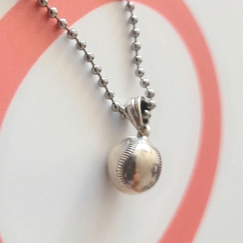 Handmade Sterling Silver Baseball Pendant Necklace: Sports Fan Gift