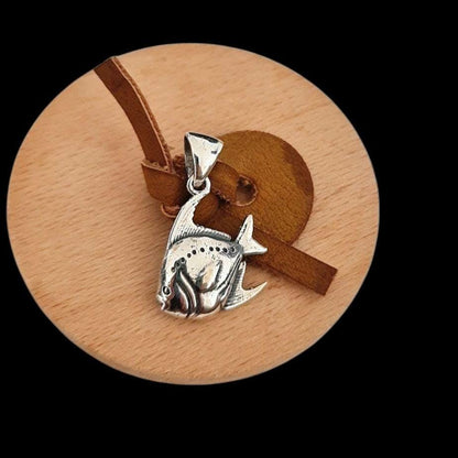 Exotic Fish Pendant - Handmade 925 Sterling Silver Sea Animal Necklace - Minimalist