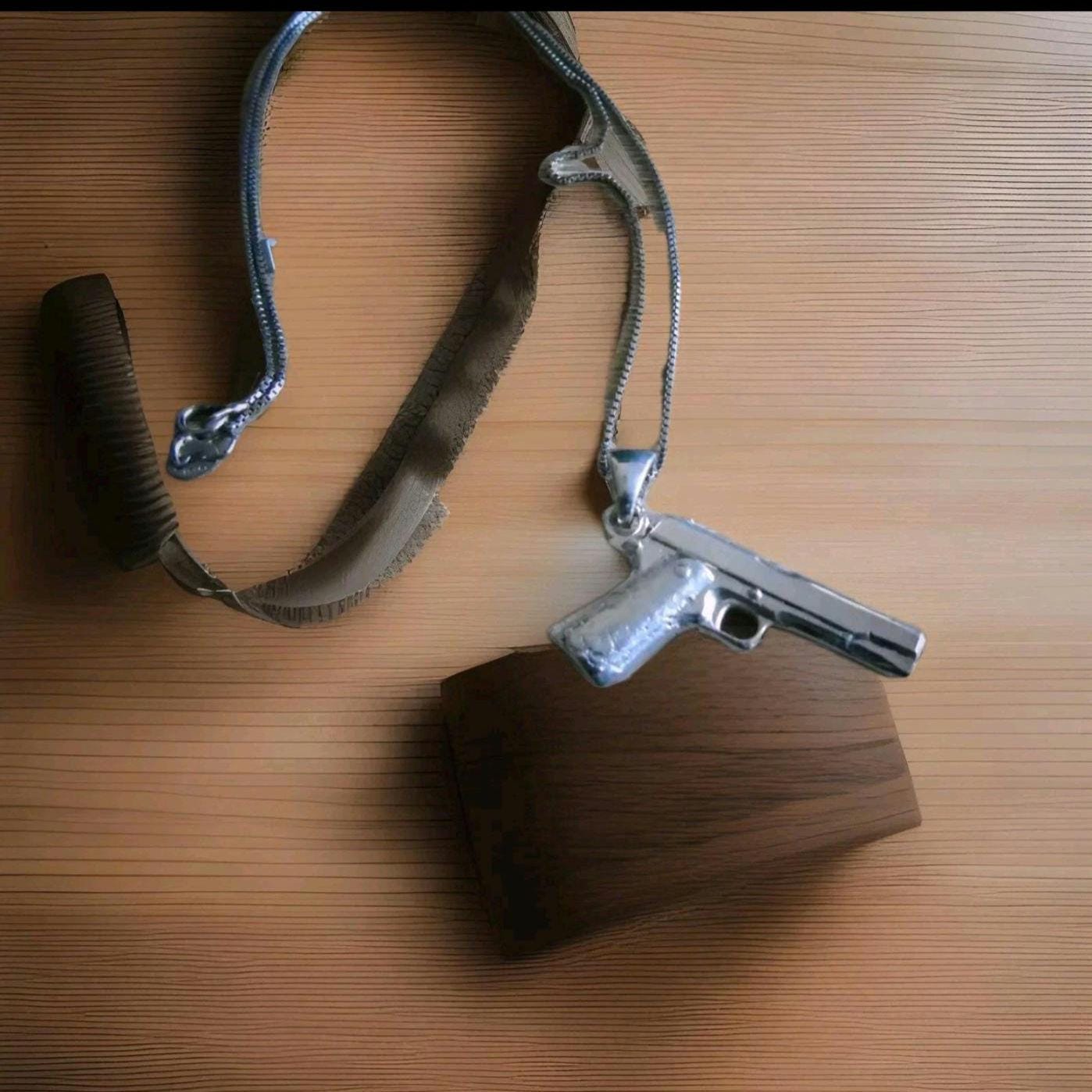 Gun Pendant / Colt 1911 Handgun / Rapper Necklace Jewelry / Hip Hop Silver/Gift for Rapper Boy/