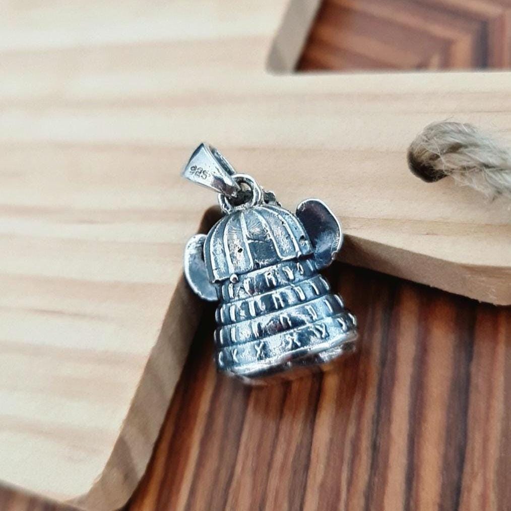 Handmade Sterling Silver Samurai Mask Pendant: Gothic Japanese Necklace