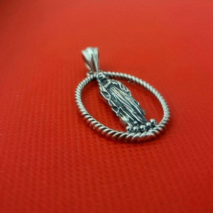 Santa Muerte Pendant with Frame 925 Silver - Grim Reaper Necklace for the Bold & Iconoclastic