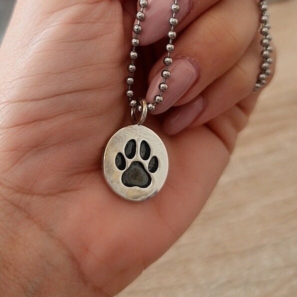 Handmade Sterling Silver Dog Paw Print Pendant - Minimalist Necklace