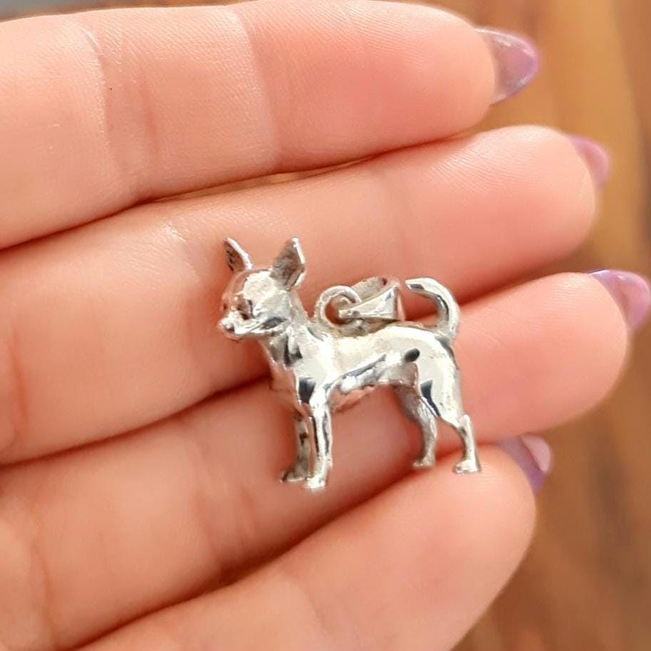 Handmade Chihuahua Pendant: 925 Sterling Silver Dog Lover Gift