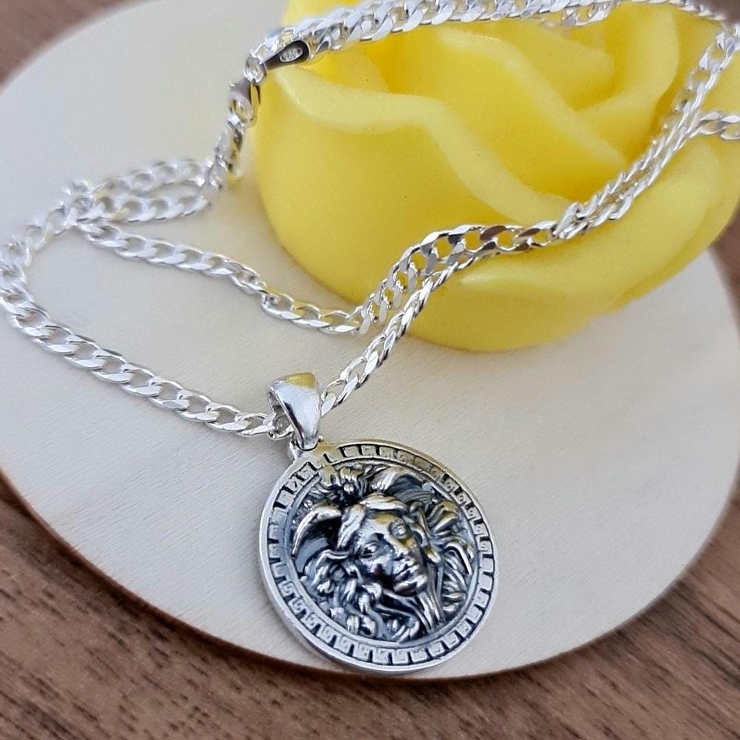 Greek Medusa Goddess Pendant  - sterling silver  captures the essence of Gorgon Medusa