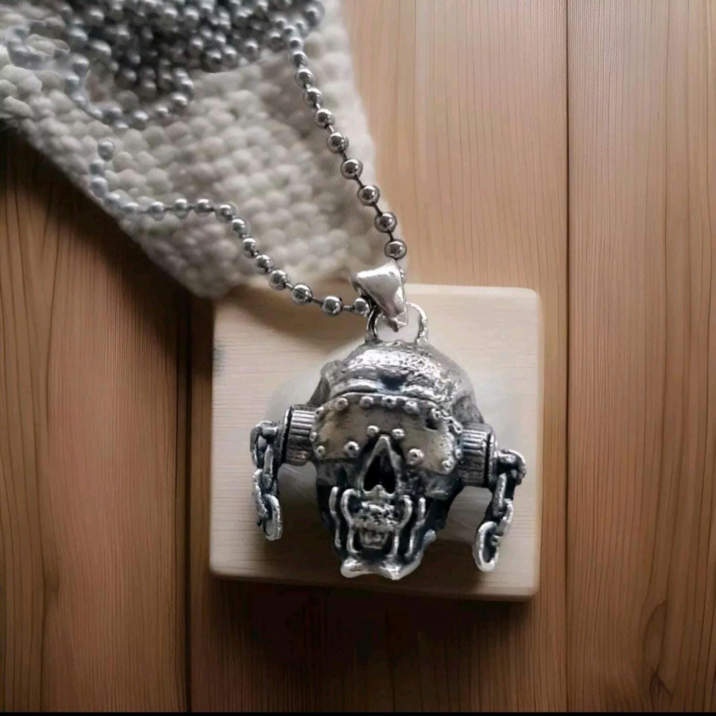 Handmade Sterling Silver Megadeth Vic Rattlehead Pendant: Heavy Metal Skull