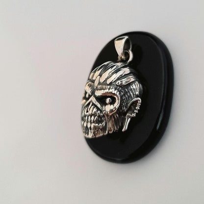 Handmade  Sterling Silver Iron Maiden Book of Souls - Eddie Mayan Warrior Skull Pendant -Rock  Heavy metal jewelry