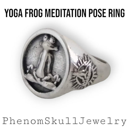 Handmade 925 Silver Yoga Frog Ring: Meditation Jewelry