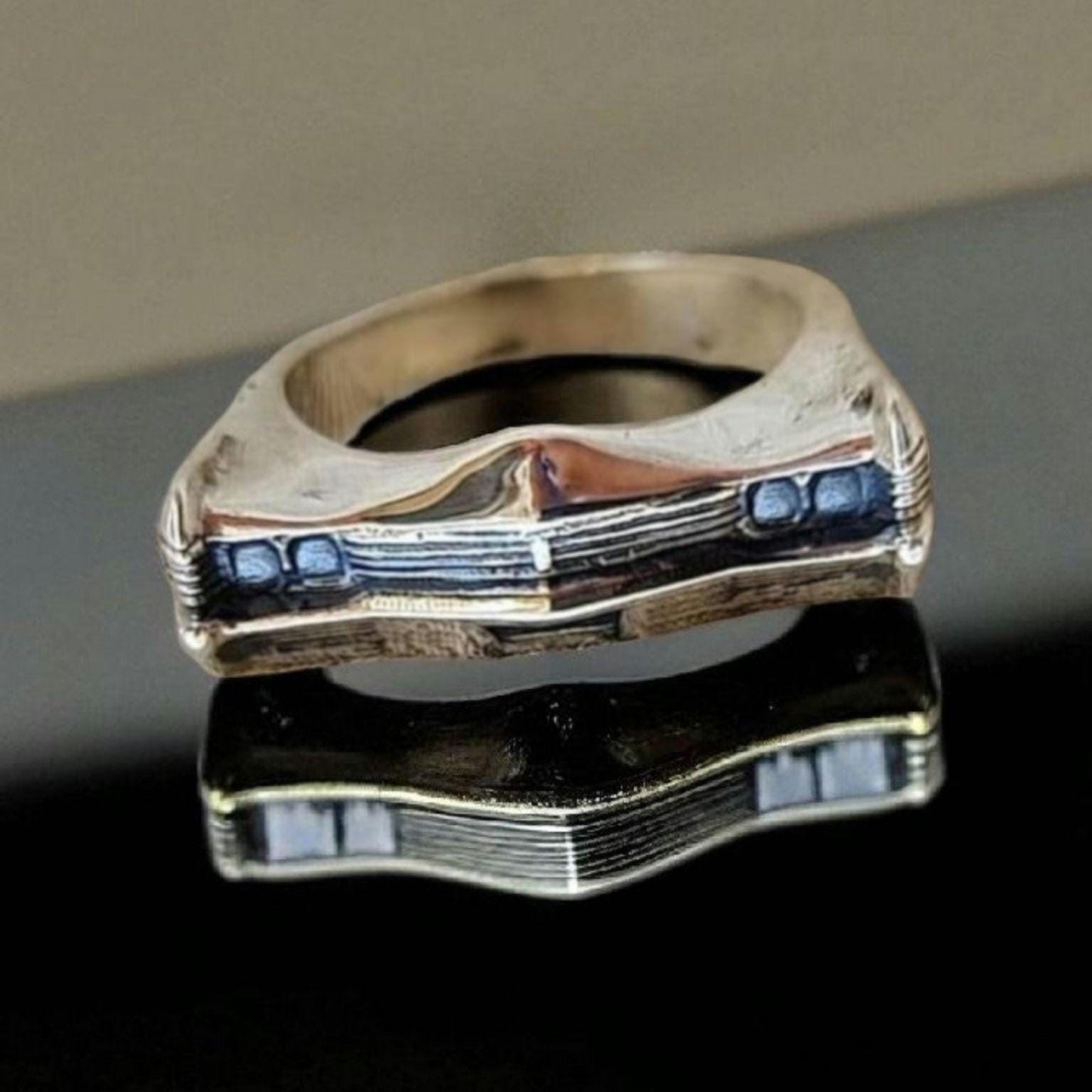Handmade Silver 1967 Classic Car Ring: Bold Automotive Jewelry