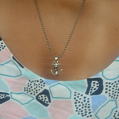 Sterling Silver Pirate charm - Nautical Anchor Pendant- Handmade Skull Pirate Jewelry