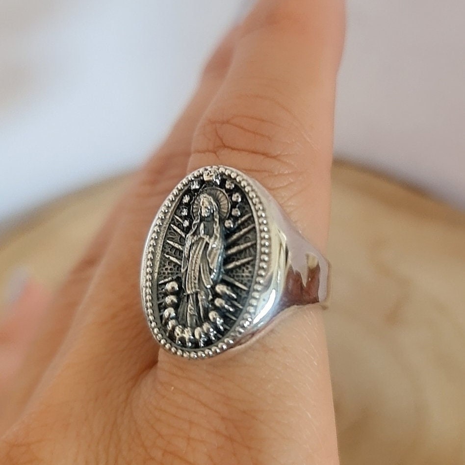 Handmade Sterling Silver Santa Muerte Ring: Gothic Mexican Jewelry