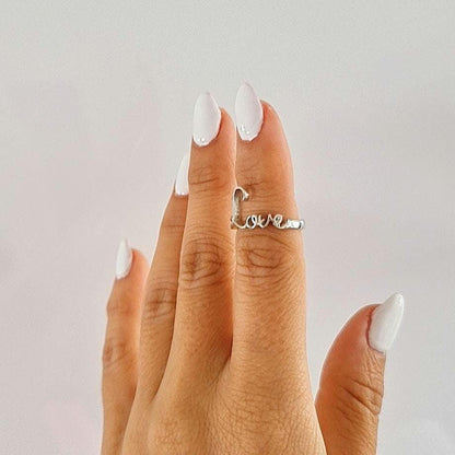 Dainty Sterling Silver Love Ring: Minimalist Promise Jewelry