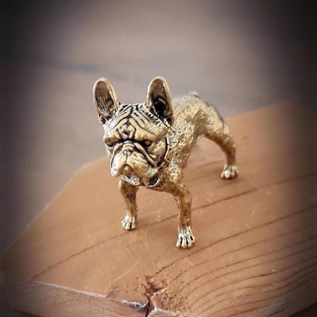 solid brass French Bulldog  figurine -Sculpture-Highly Detailed-Realistic - Deco style " 140 grams" - Decorative