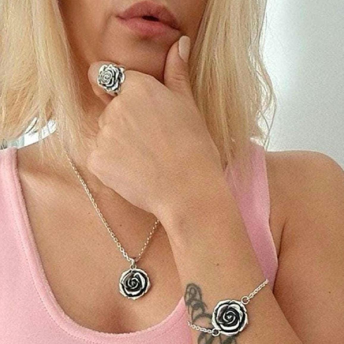 Statement Rose Ring: Handmade 925 Sterling Silver Flower Jewelry