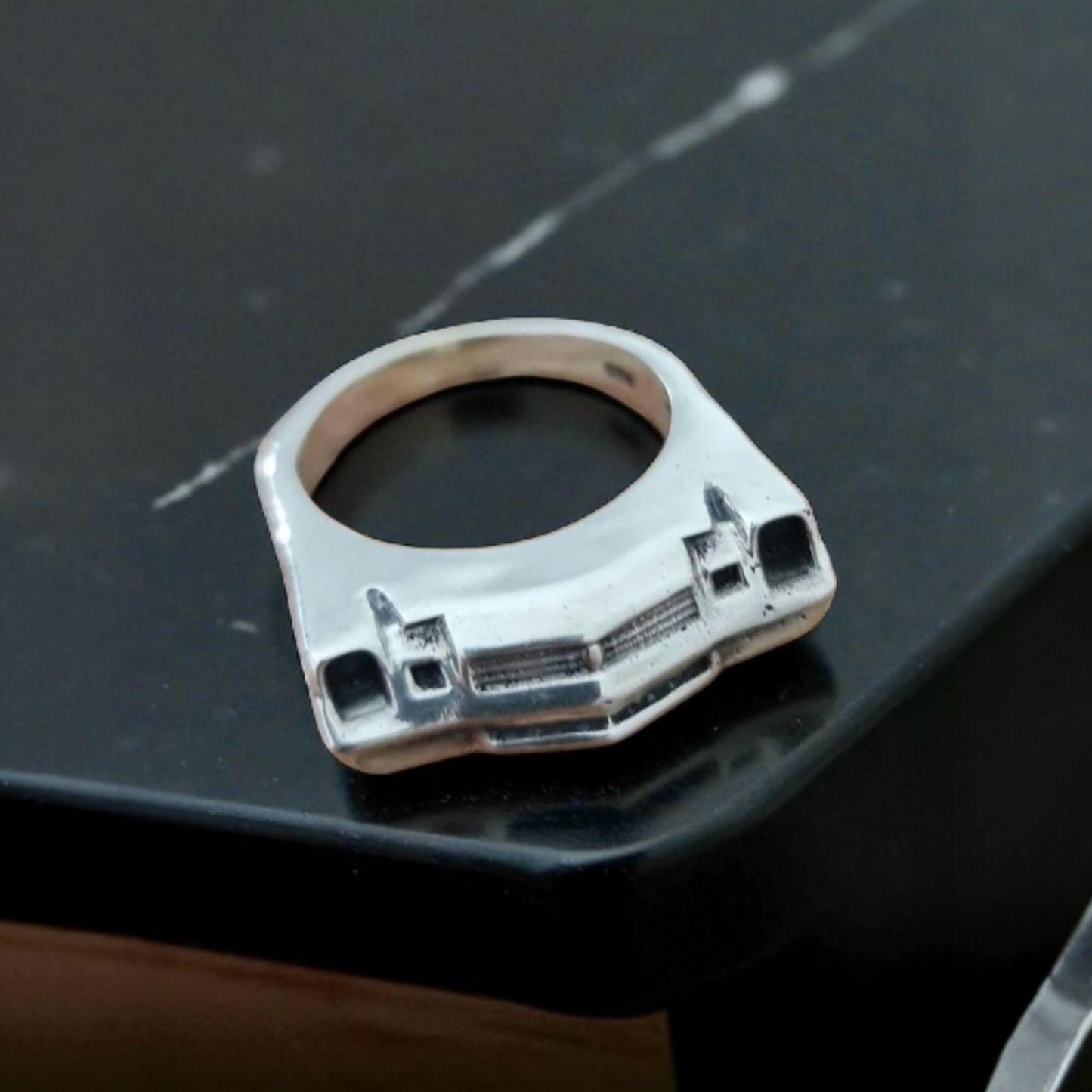 Handmade Silver 1979 Classic Car Ring: Bold Automotive Jewelry