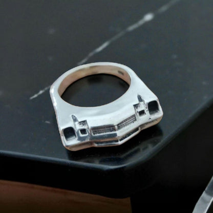 Handmade Silver 1979 Classic Car Ring: Bold Automotive Jewelry