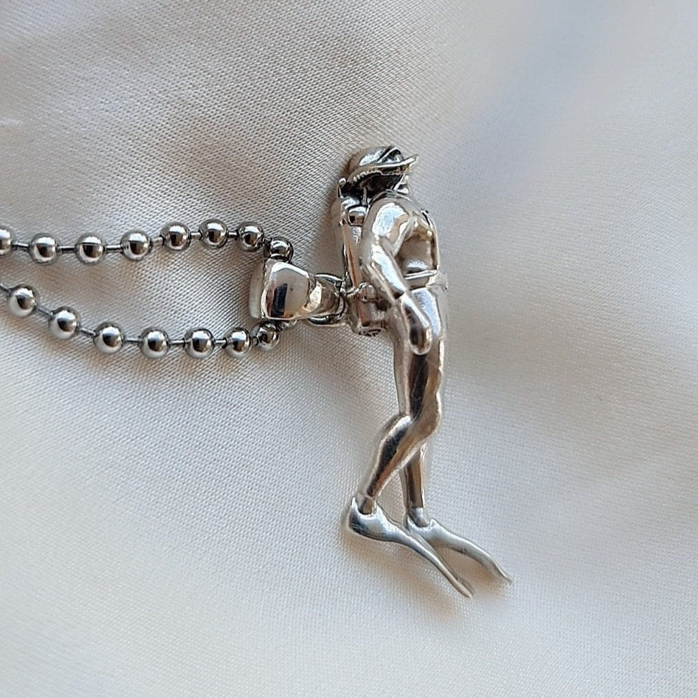 Handcrafted Sterling Silver Scuba Diver Pendant