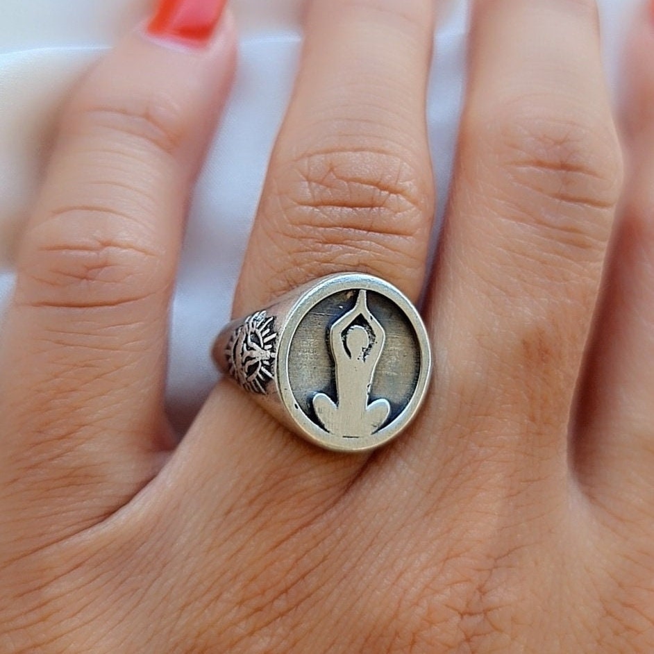 Meditation Om Ring -925  Sterling Silver - Unique Symbol Design -  Handmade
