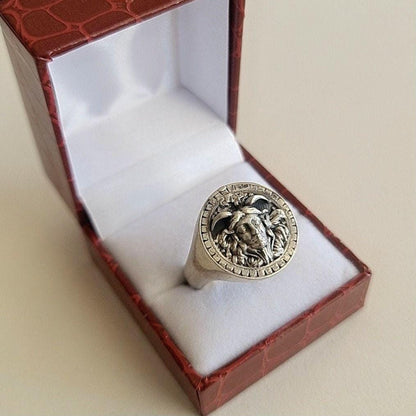 Handmade Sterling Silver Medusa Ring: Gothic Jewelry
